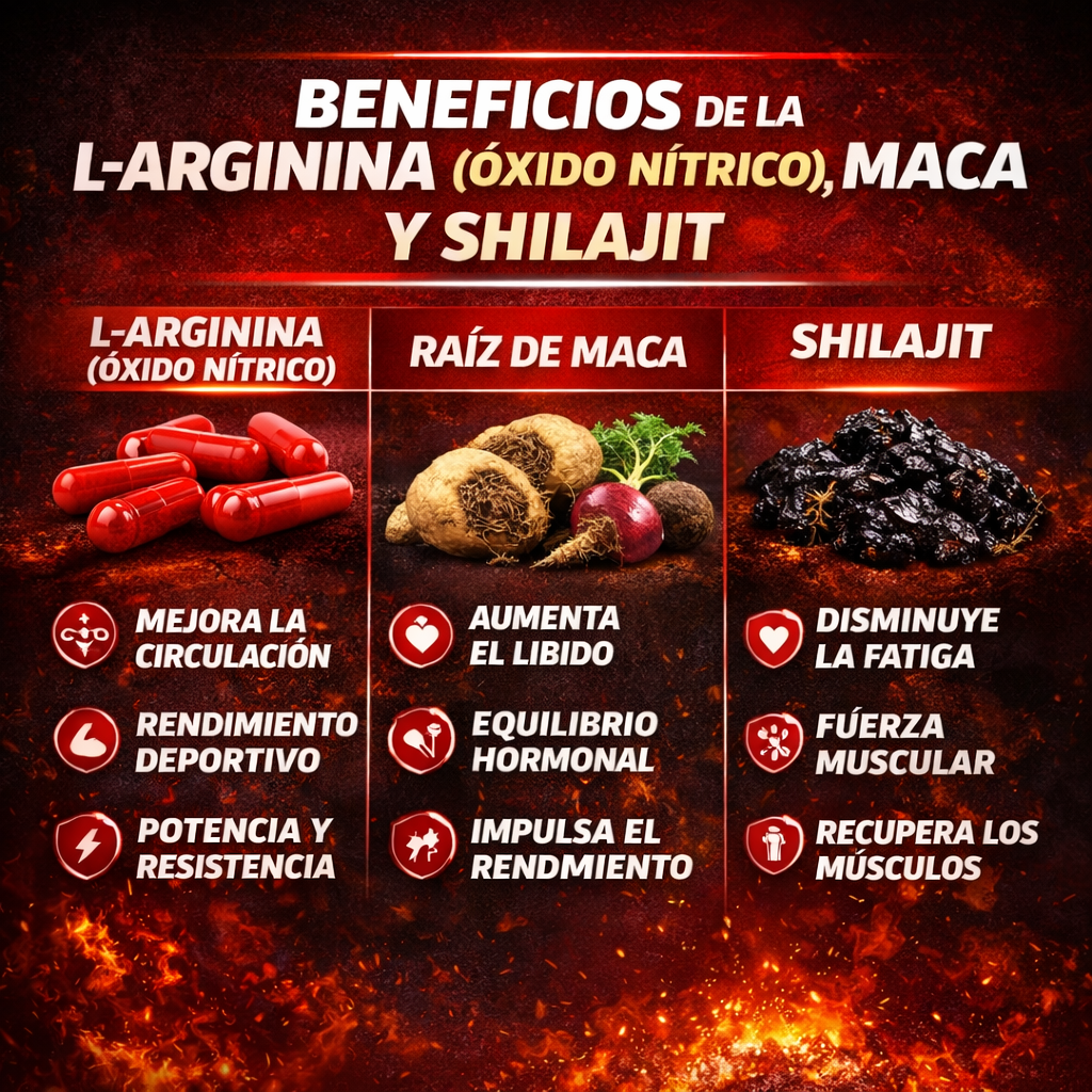 (Oxido nitrico) L-Arginina + Maca + Shilajit