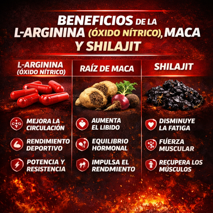 (Oxido nitrico) L-Arginina + Maca + Shilajit